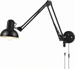 Black Industrial Swing Arm Wall Light Fixture