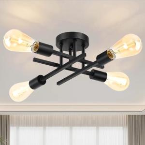 Matte Black Semi Flush Mount Ceiling Light Fixture