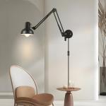 Black Industrial Swing Arm Wall Light Fixture