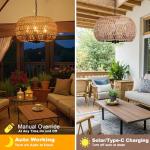 Outdoor Solar Rattan Chandelier with 4 Lights