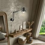 Black Industrial Swing Arm Wall Light Fixture