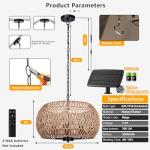 Outdoor Solar Rattan Chandelier with 4 Lights