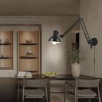 Black Industrial Swing Arm Wall Light Fixture