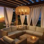 Outdoor Solar Rattan Chandelier with 4 Lights