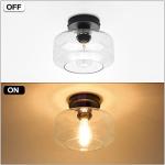 Industrial Semi Flush Mount Ceiling Light with Glass Shade