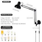 Black Industrial Swing Arm Wall Light Fixture