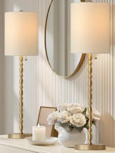 Brass Buffet Lamps Set of 2 - 28.5" Tall