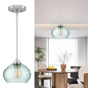 Adjustable Green Glass Pendant Light for Home