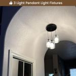 Stylish 3-Light Black Pendant Fixture with Glass Shades