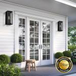 15" Matte Black Outdoor Wall Lights - 2 Pack