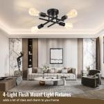 Matte Black Semi Flush Mount Ceiling Light Fixture