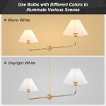 Gold Linear Chandelier with White Fabric Shade