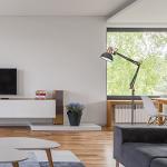 LEPOWER Adjustable Swing Arm Floor Lamp in Black