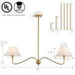 Modern Gold Linear Chandelier with Off-White Shade