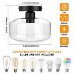 Industrial Semi Flush Mount Ceiling Light with Glass Shade