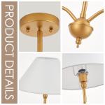 Modern Gold Linear Chandelier with Off-White Shade