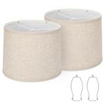 Set of 2 Beige Drum Lampshades, Seaside Village