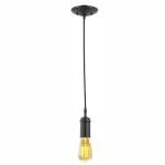 Matte Black Pendant Light with Woven Fabric Cord