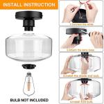 Industrial Semi Flush Mount Ceiling Light with Glass Shade