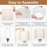 Set of 2 Beige Drum Lampshades, Seaside Village