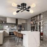 Matte Black Semi Flush Mount Ceiling Light Fixture