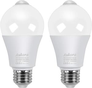 Aukora Motion Sensor Light Bulbs, 2 Pack