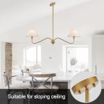 Modern Gold Linear Chandelier with Off-White Shade