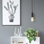 Matte Black Pendant Light with Woven Fabric Cord