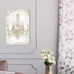 Gold and White Chandelier Canvas Wall Art