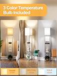 Oak Gray Floor Lamp with Shelves and LED Bulb
