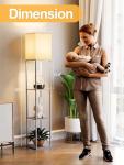 Oak Gray Floor Lamp with Shelves and LED Bulb