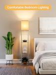 Oak Gray Floor Lamp with Shelves and LED Bulb