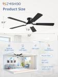 52 Inch Ceiling Fan with Light and Remote