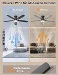 52'' Modern Ceiling Fan with Lights and Remote