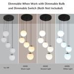Black 5-Light Globe Glass Chandelier with Milk White