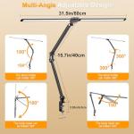 31.5" LED Desk Lamp with Clamp and Brightness Settings