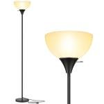Modern Black LED Torchiere Floor Lamp with Shade