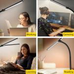 Vimeepro Double Head LED Desk Lamp with Clamp