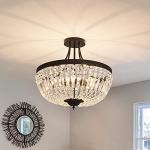 Modern 5-Light Round Crystal Ceiling Light Fixture