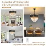 Modern Black and Gold Crystal Chandelier, 3-Tier