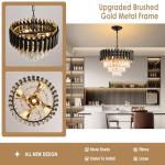 Modern Black and Gold Crystal Chandelier, 3-Tier