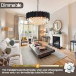 Modern Black Crystal Chandelier with 8 Lights