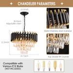 Modern Black and Gold Crystal Chandelier, 3-Tier