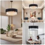 Modern Black Crystal Chandelier with 8 Lights