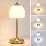 Cordless Touch Control Tulip Table Lamp in White
