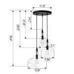 Stylish Glass Pendant Chandelier with 3 Lights