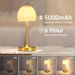 Cordless Touch Control Tulip Table Lamp in White