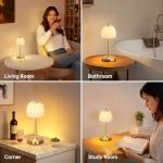 Cordless Touch Control Tulip Table Lamp in White
