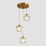 Gold Crystal 3-Light Cluster Pendant Chandelier
