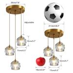 Gold Crystal 3-Light Cluster Pendant Chandelier